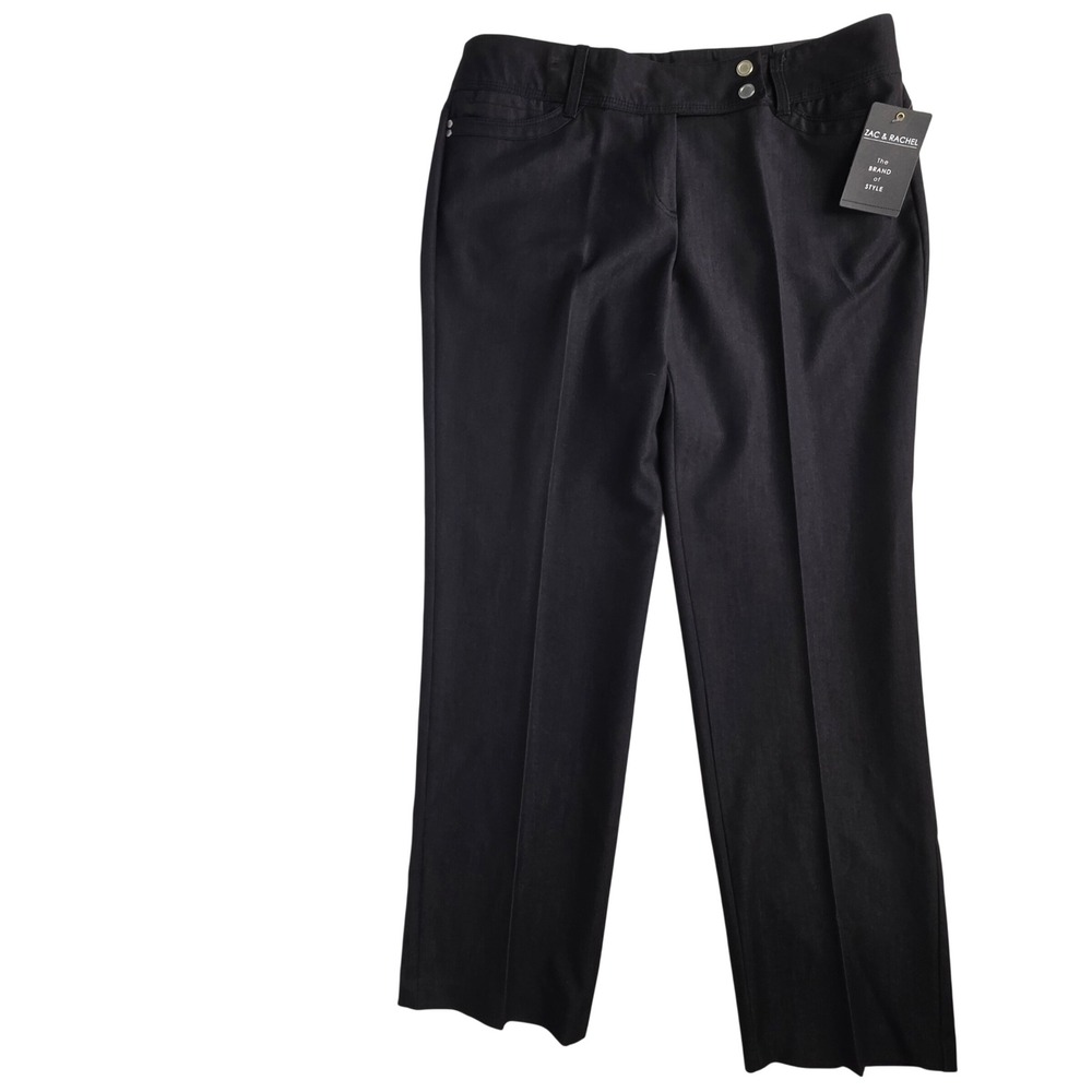Zac & Rachel Womens Black Tailored Straight Leg Stretch Dress Pants Size 12 NWT